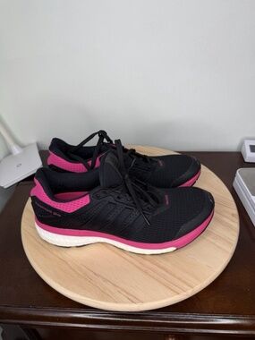 Adidas Supernova Glide 8 Black Pink Running Shoes Sneakers AF6557 Womens Sz 9.5